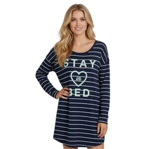 Victoria’s Secret Navy Blue Striped Sleep Shirt Size S